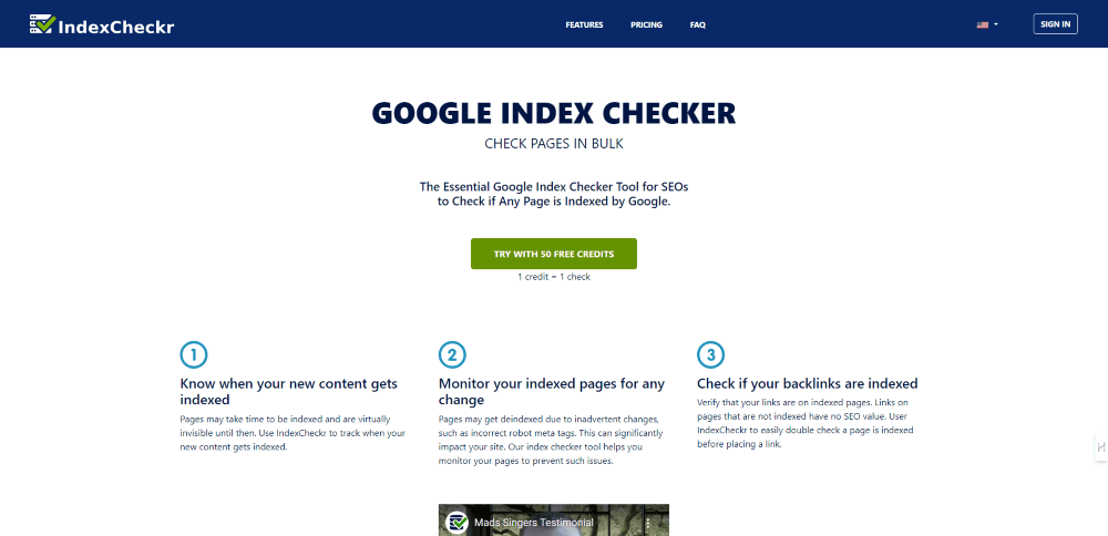 Google Index Checker - Check if pages are indexed by Google - indexcheckr