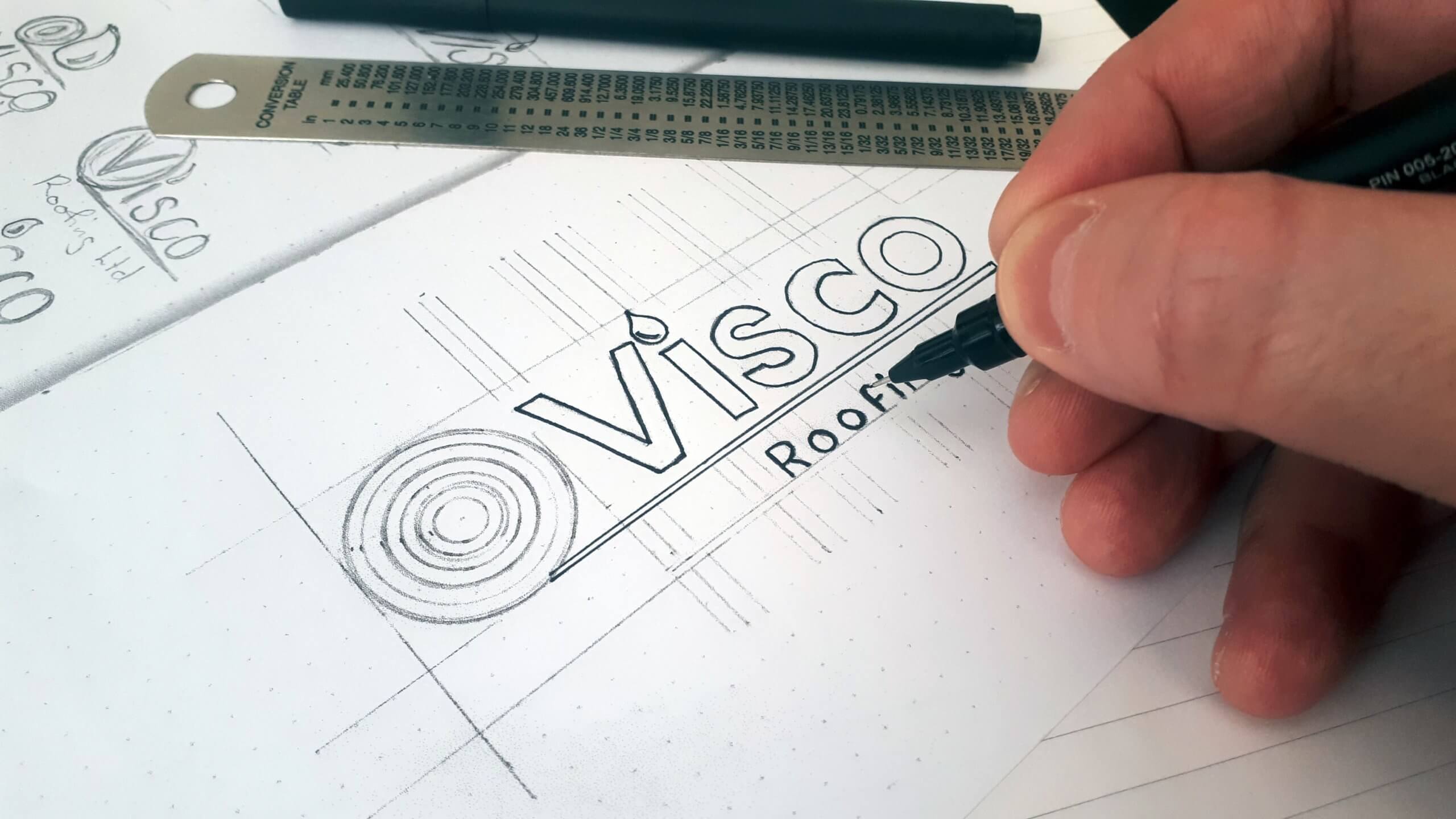 Visco Roofing Logo Design Sketch - Inking (1)